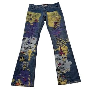 Old Navy Jeans Women's 8 Bootcut Graphic Graffiti Art City Unique Rare Y2K